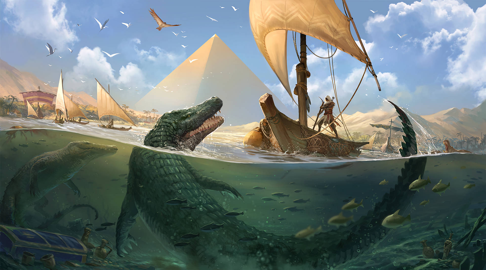 Assassin's Creed Origins Crocodiles Background