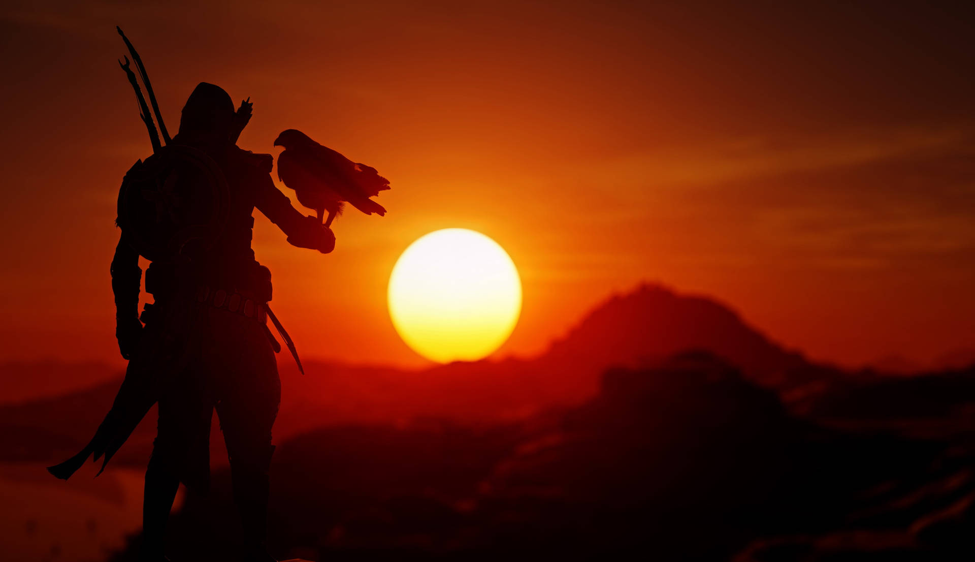 Assassin's Creed Origins Red Sunset Background