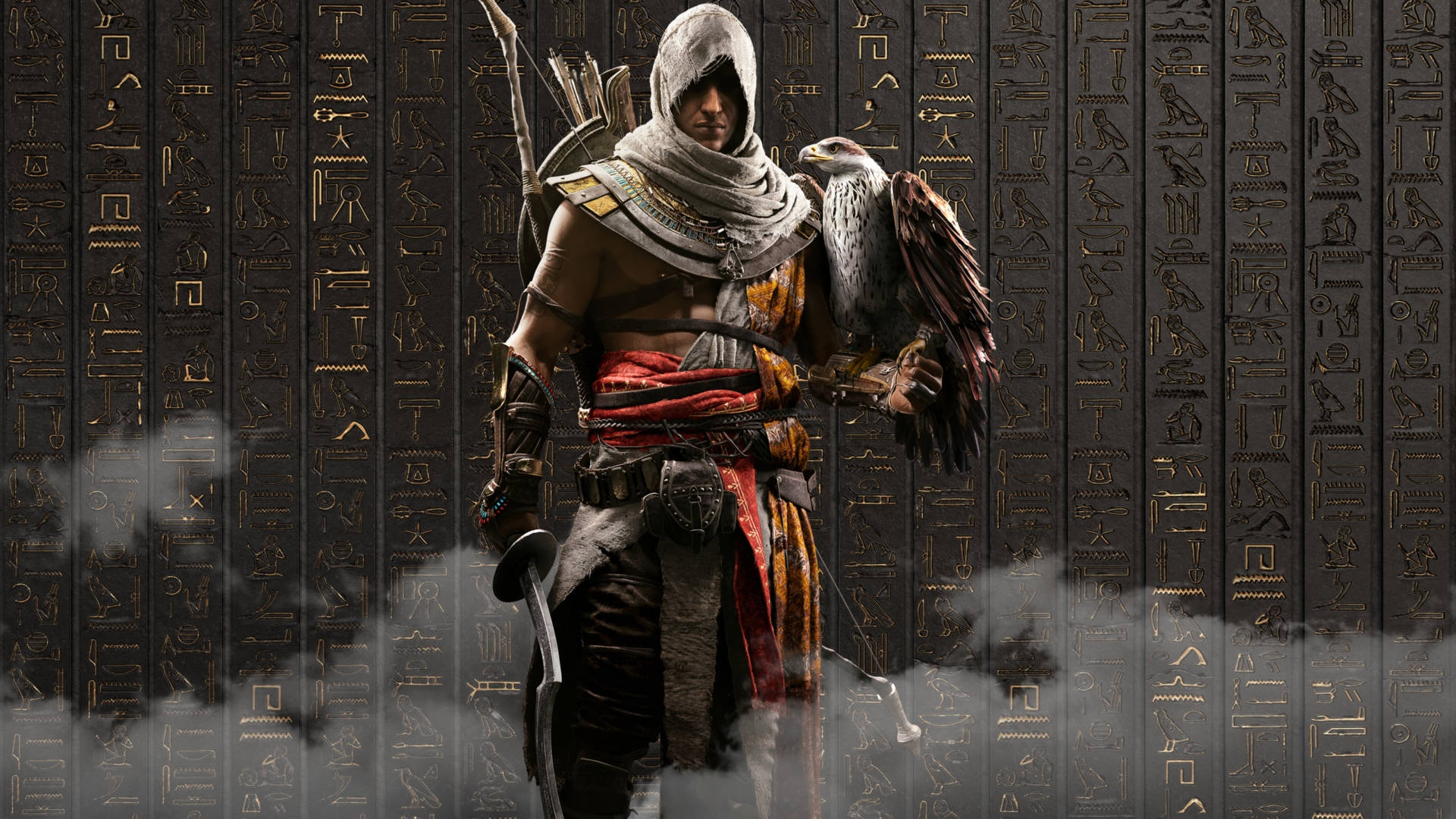 Assassins Creed Origins Bayek And Scriptures Background