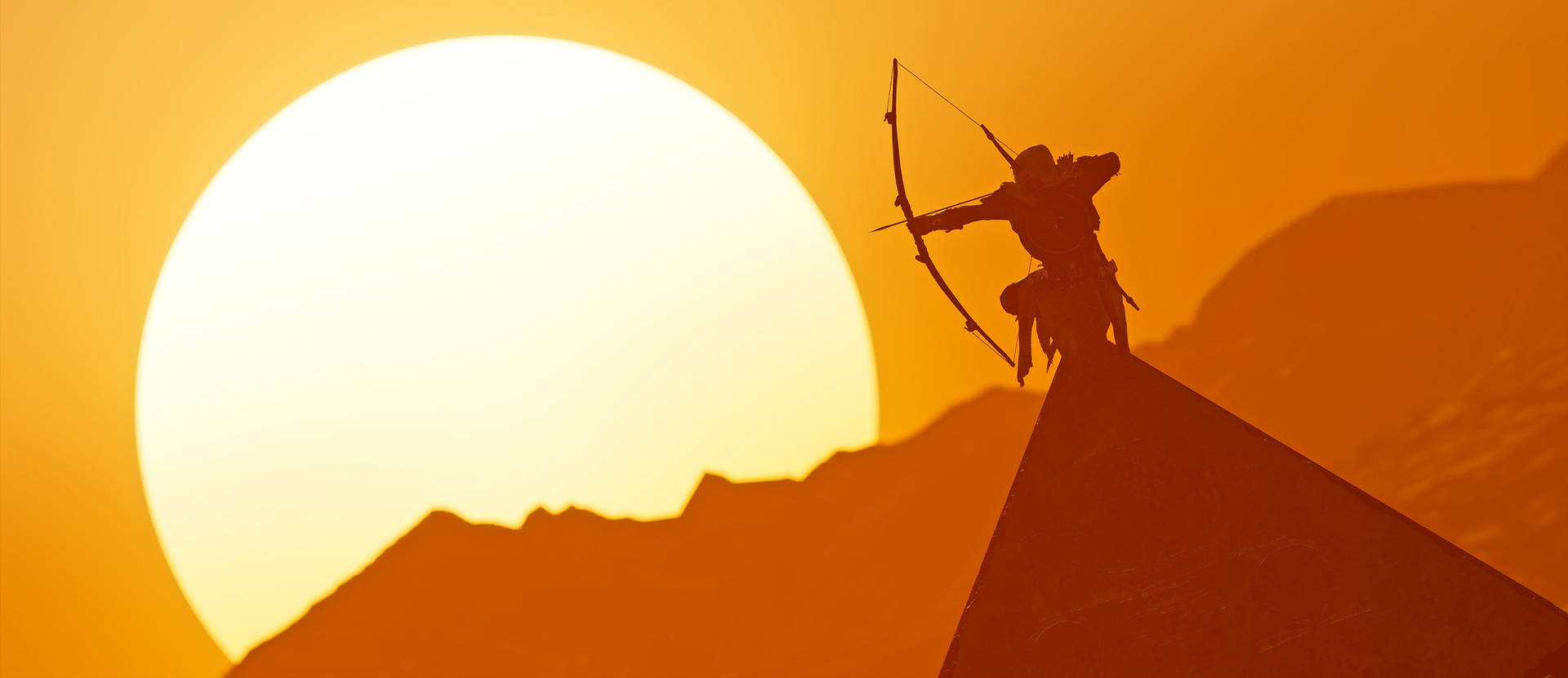 Assassins Creed Origins Bayek Firing Arrow Background