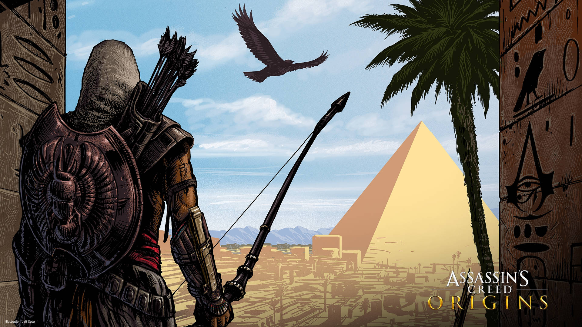 Assassins Creed Origins Bayek In The Desert Background