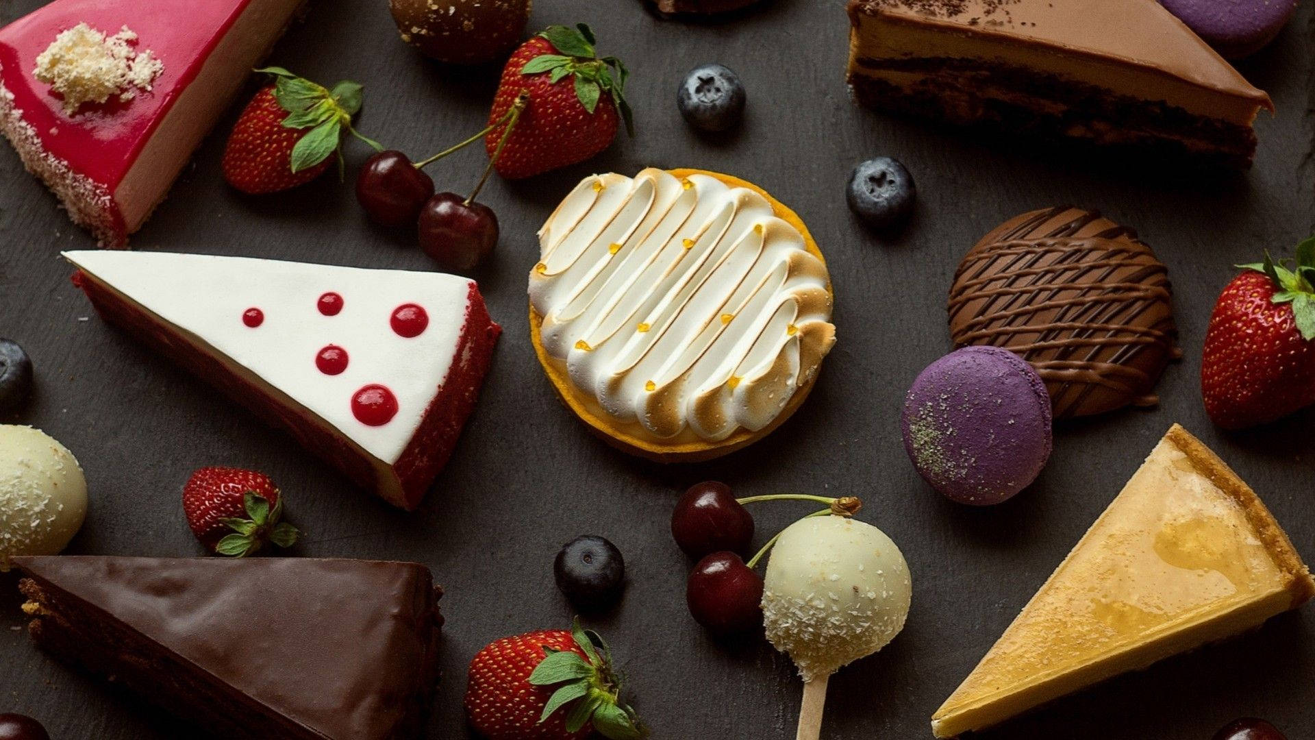 Assorted Cakes And Cookies Dessert Background