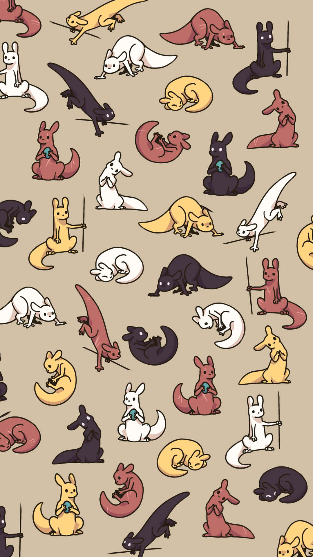 Assorted Cartoon Kangaroos Pattern Background