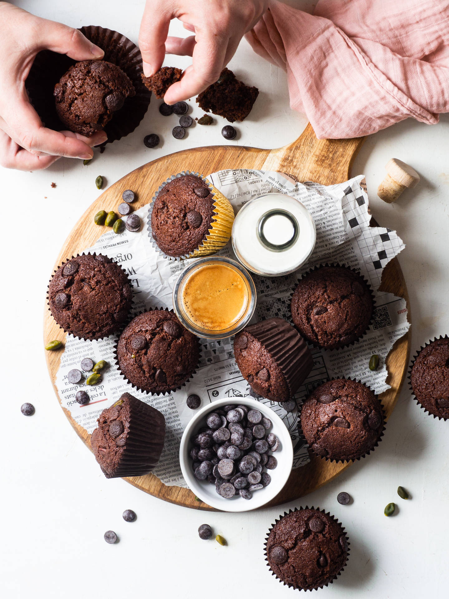 Assorted Chocolate Chip Muffins Background