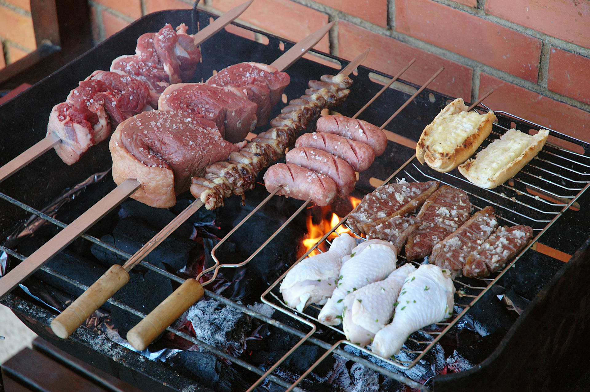 Assorted Churrasco On Grill Background