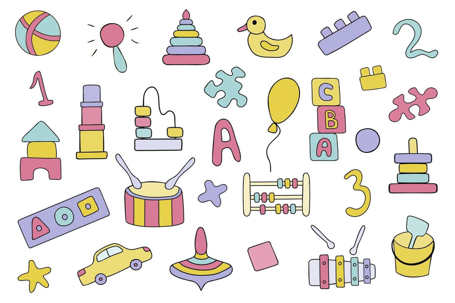 Assorted Educational Toys Illustration Background