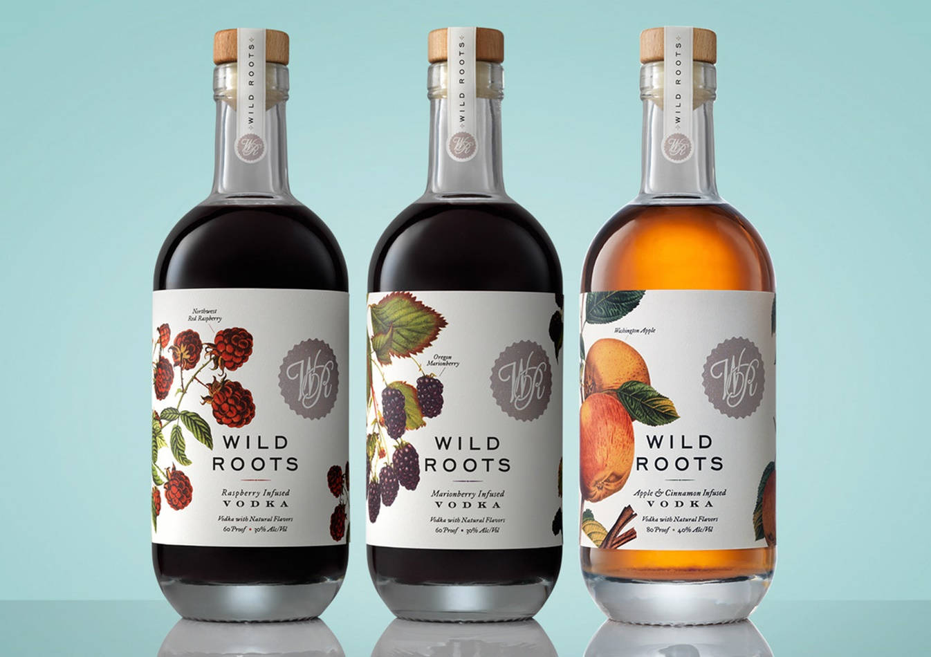 Assorted Flavors Of Wild Roots Vodka Background