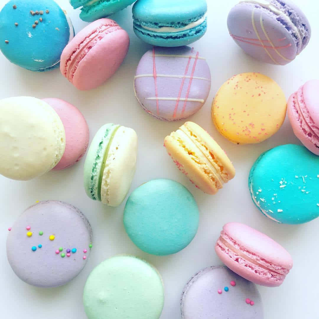 Assorted French Macaron With Sprinkles Background