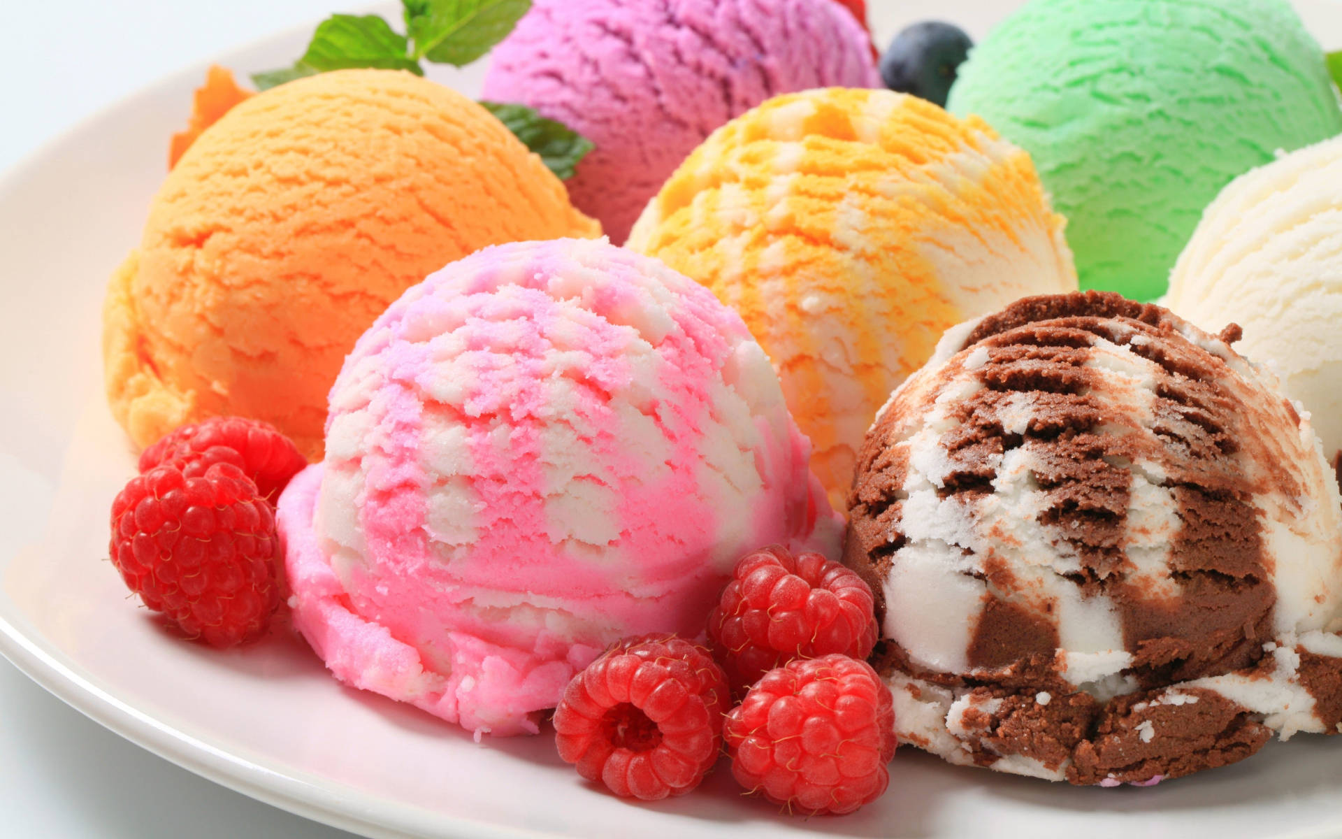 Assorted Ice Creams And Berries Background
