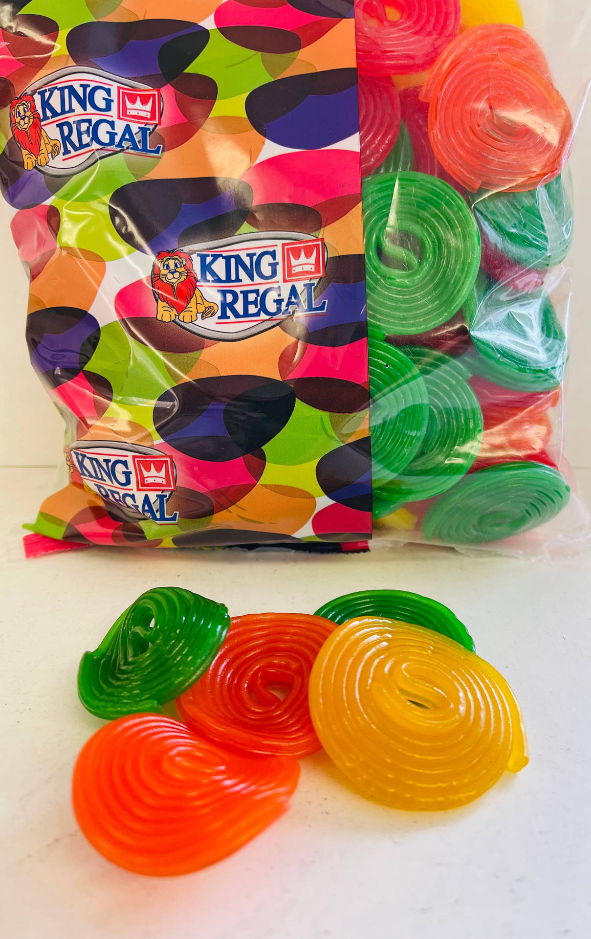 Assorted King Regal Gummy Candies. Background