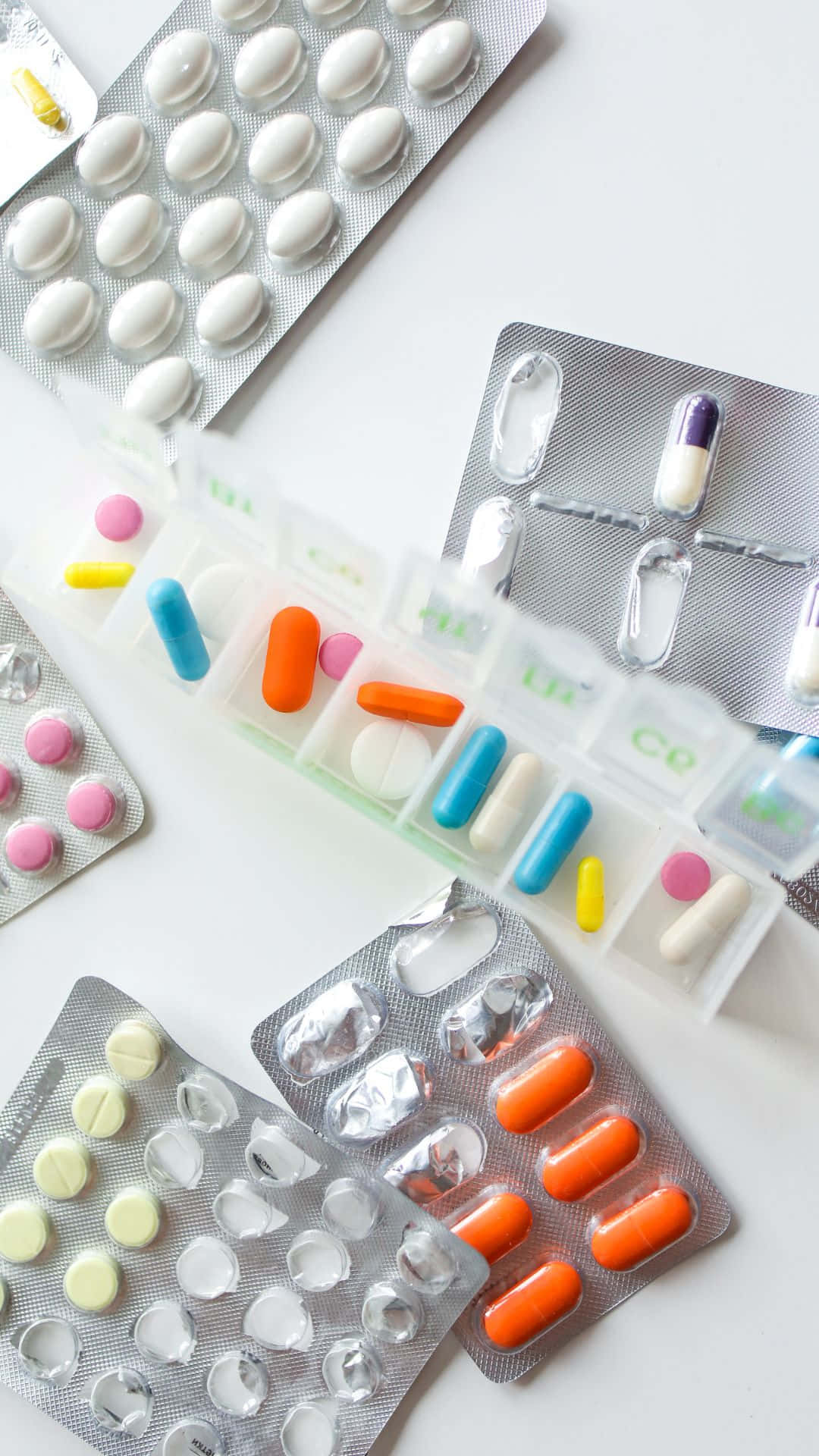 Assorted Medications Blister Packs Background