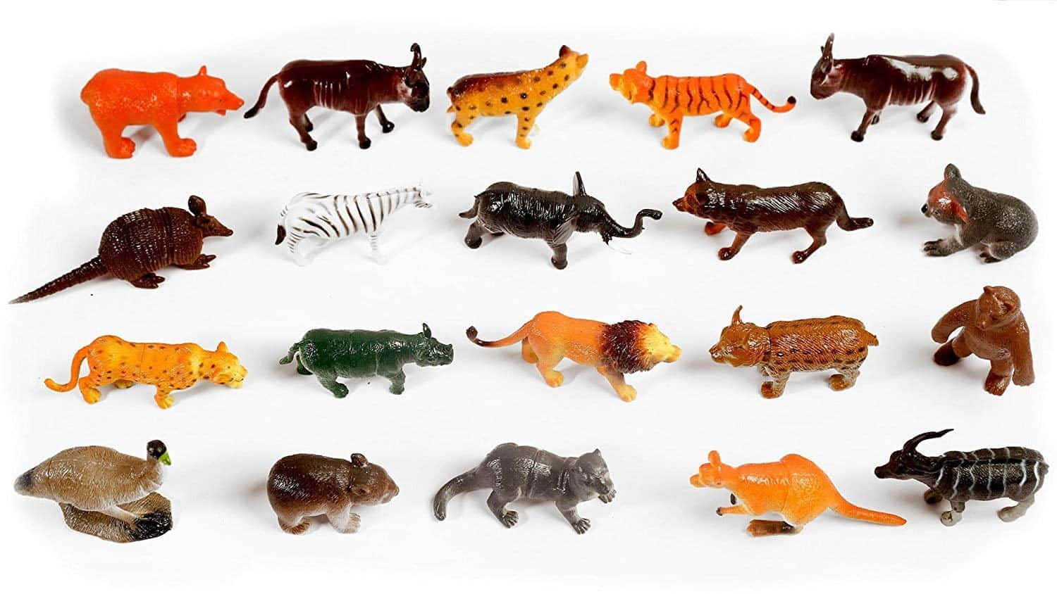 Assorted Plastic Animal Toys Background