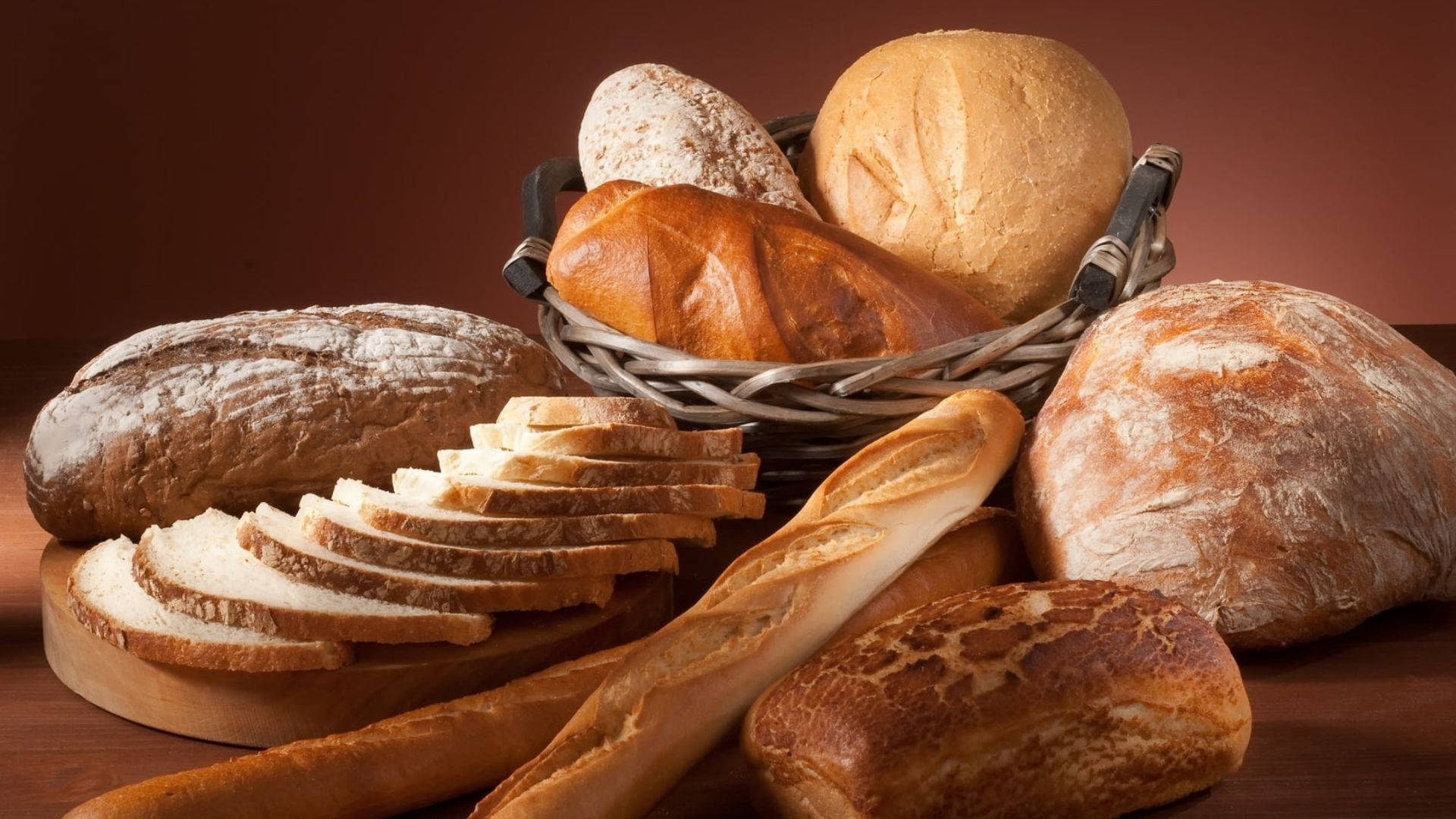 Assortment Of Breads In A Stylish Maroon Room