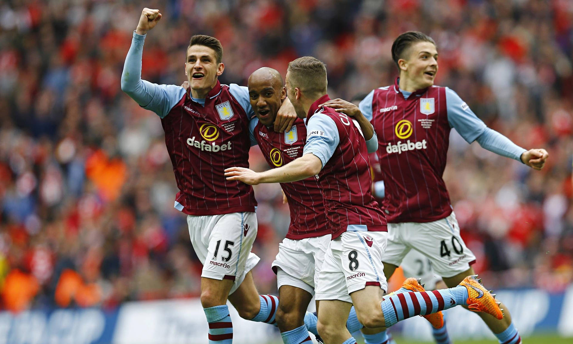 Aston Villa Players Celebrating Victory Background