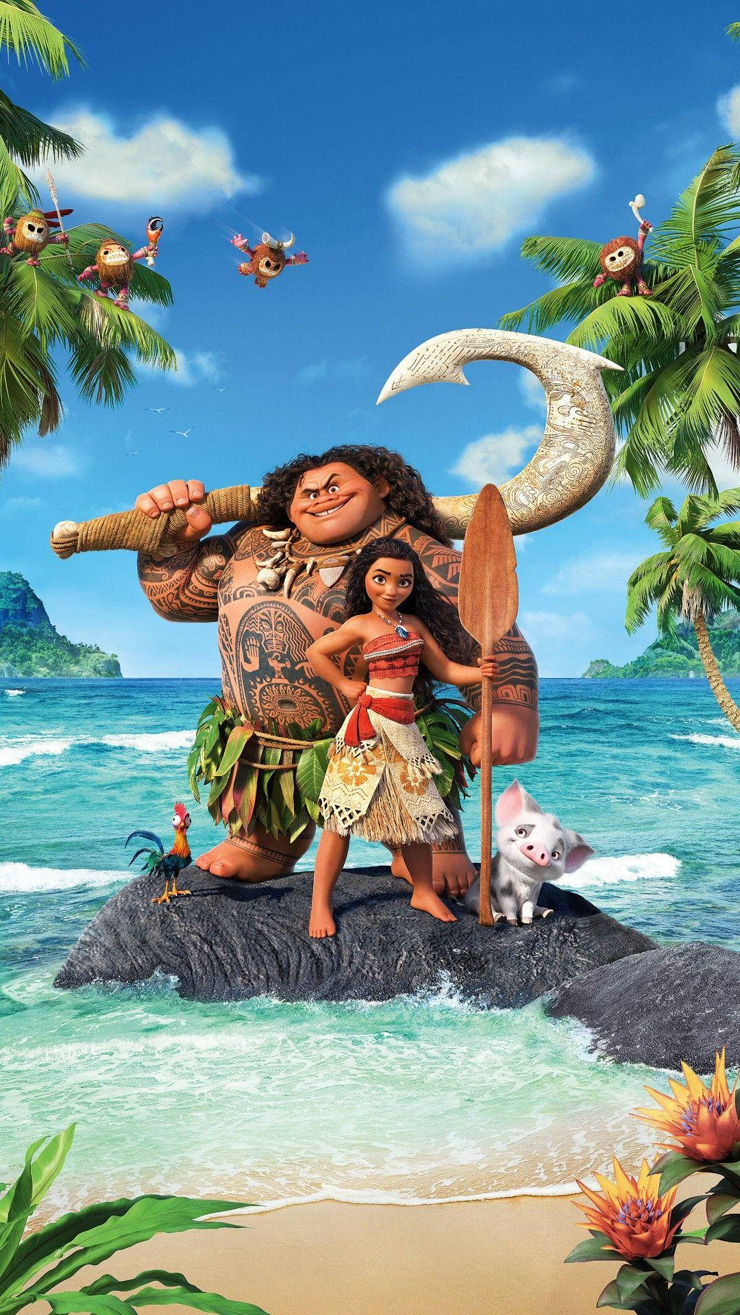 Astounding 8k Display Of The Moana Movie Poster On An Iphone Background