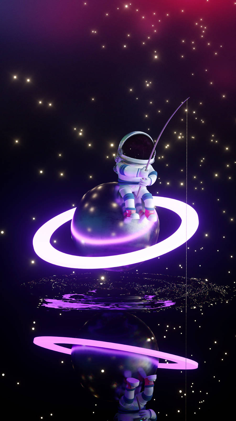 Astronaut Aesthetic Fishing In Space Background