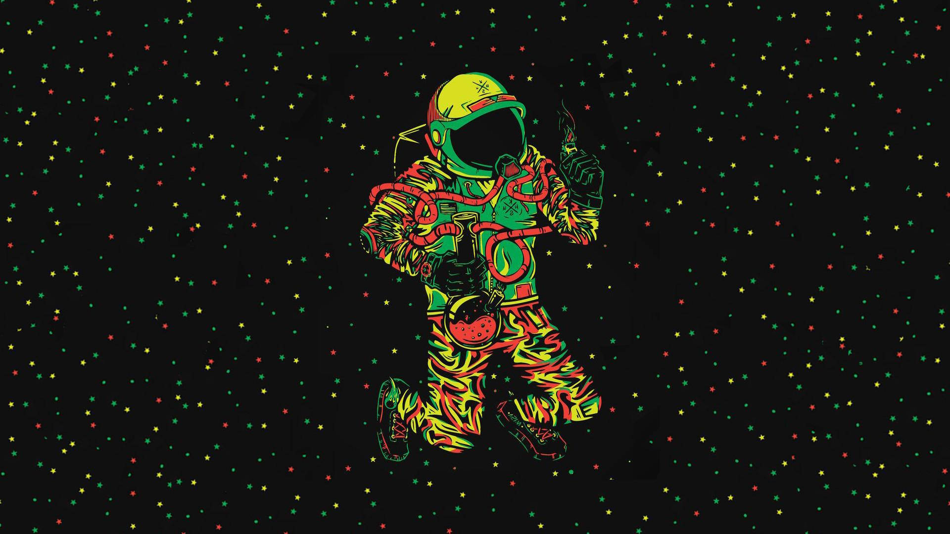 Astronaut Aesthetic Green Suit Background