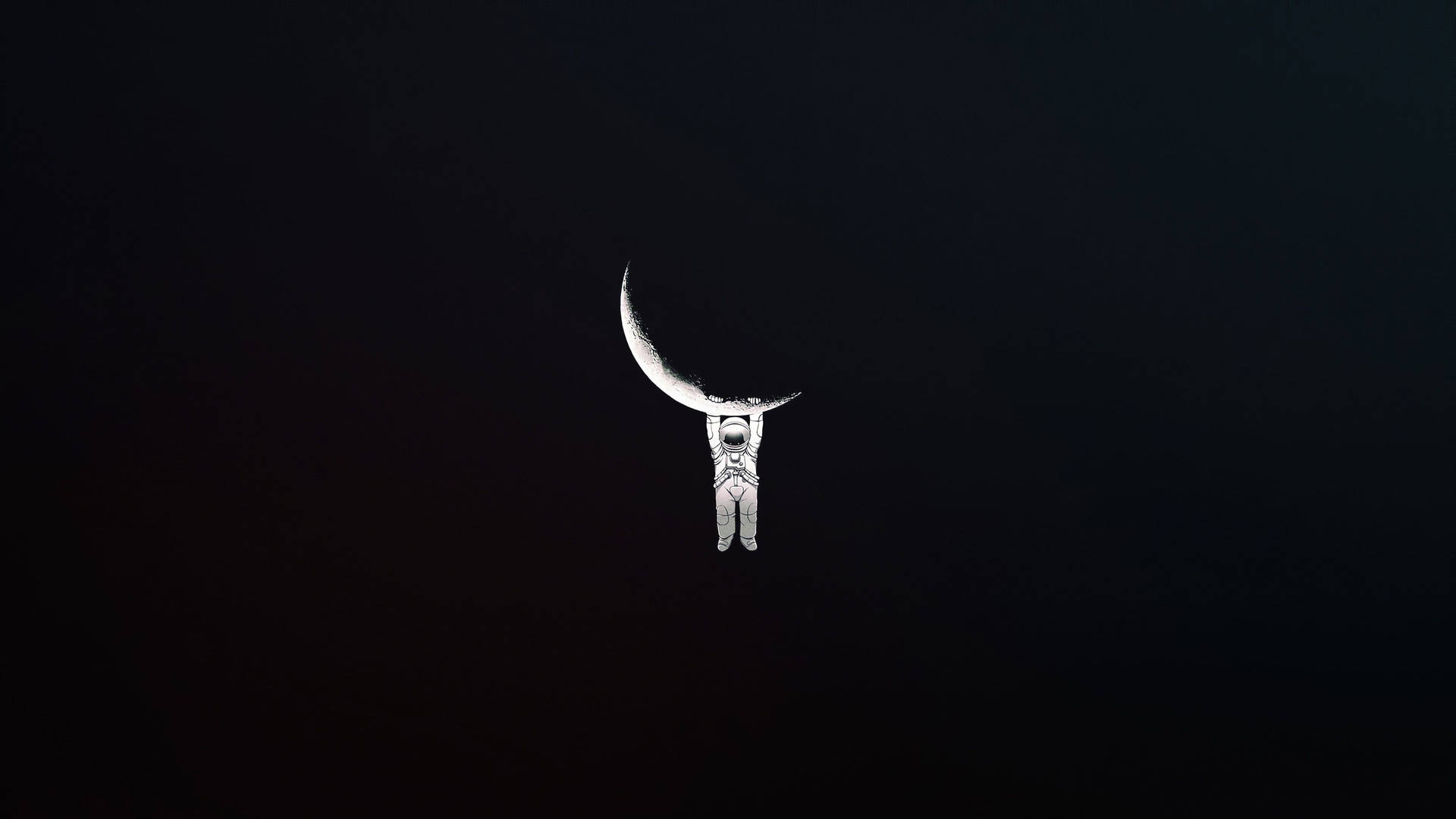 Astronaut Aesthetic Hanging On Crescent Moon Background