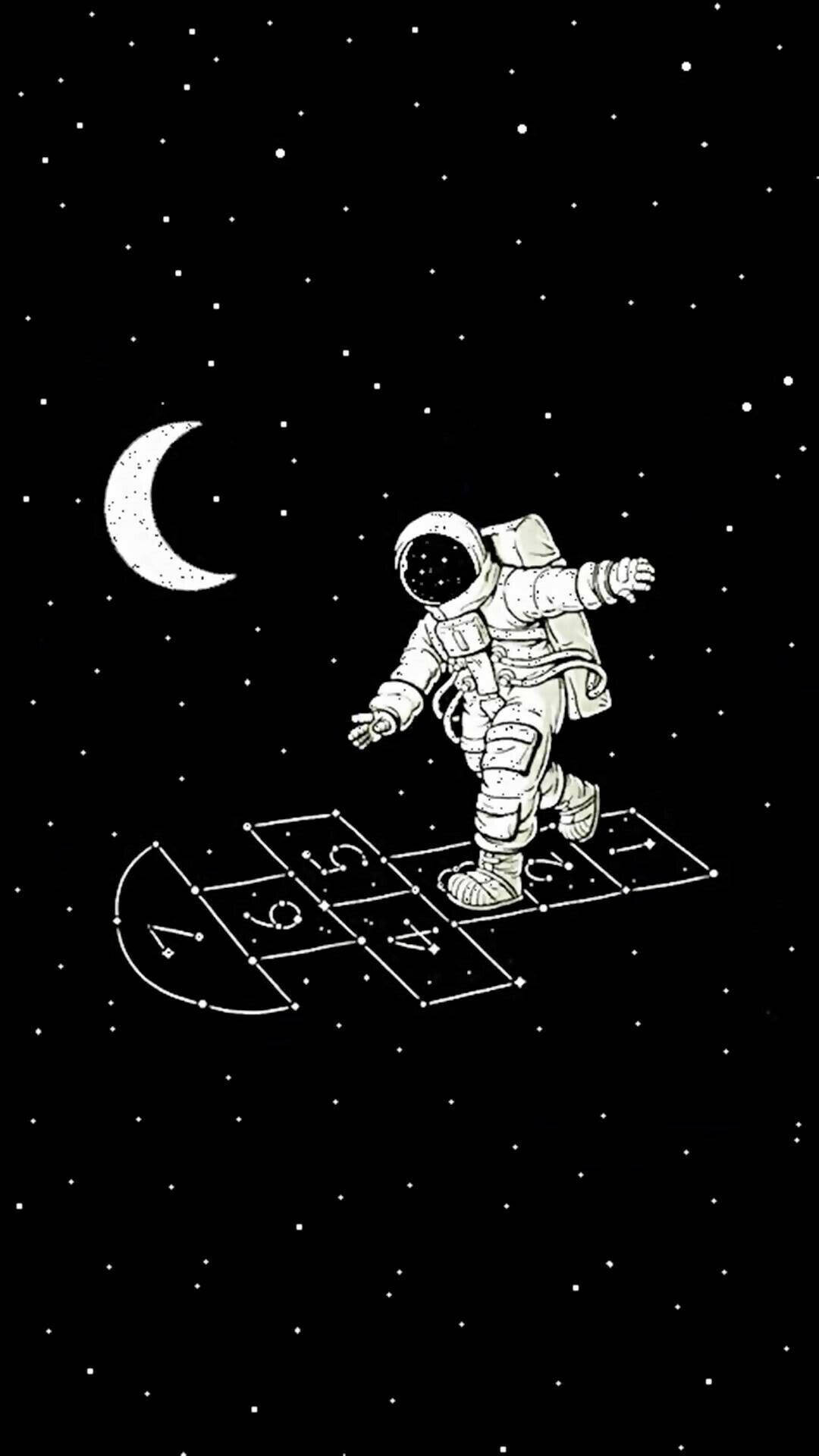 Astronaut Aesthetic Hopscotch In Space Background