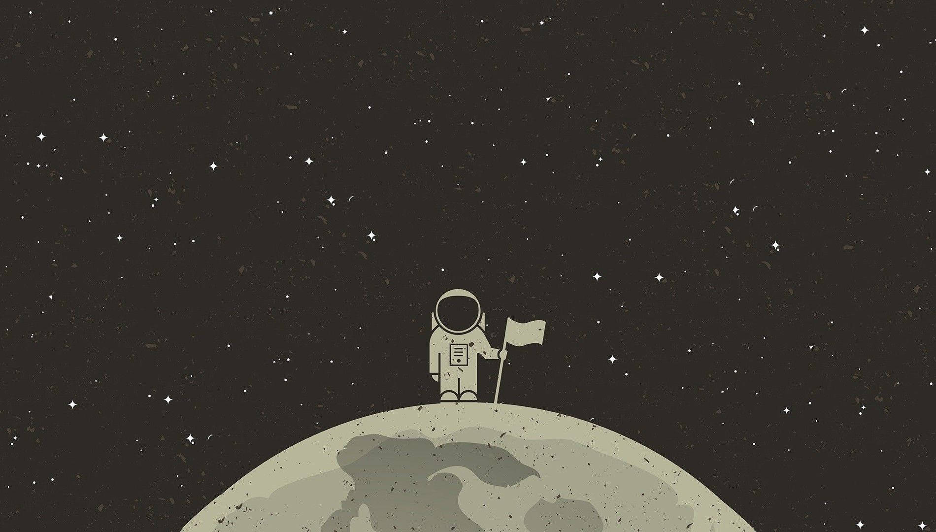 Astronaut Aesthetic On Moon Background