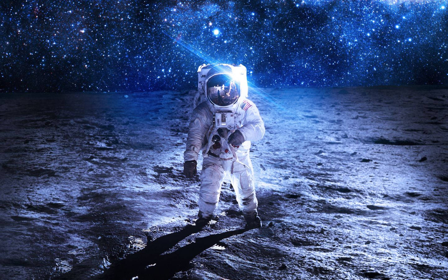 Astronaut Aesthetic Walking On Moon Background