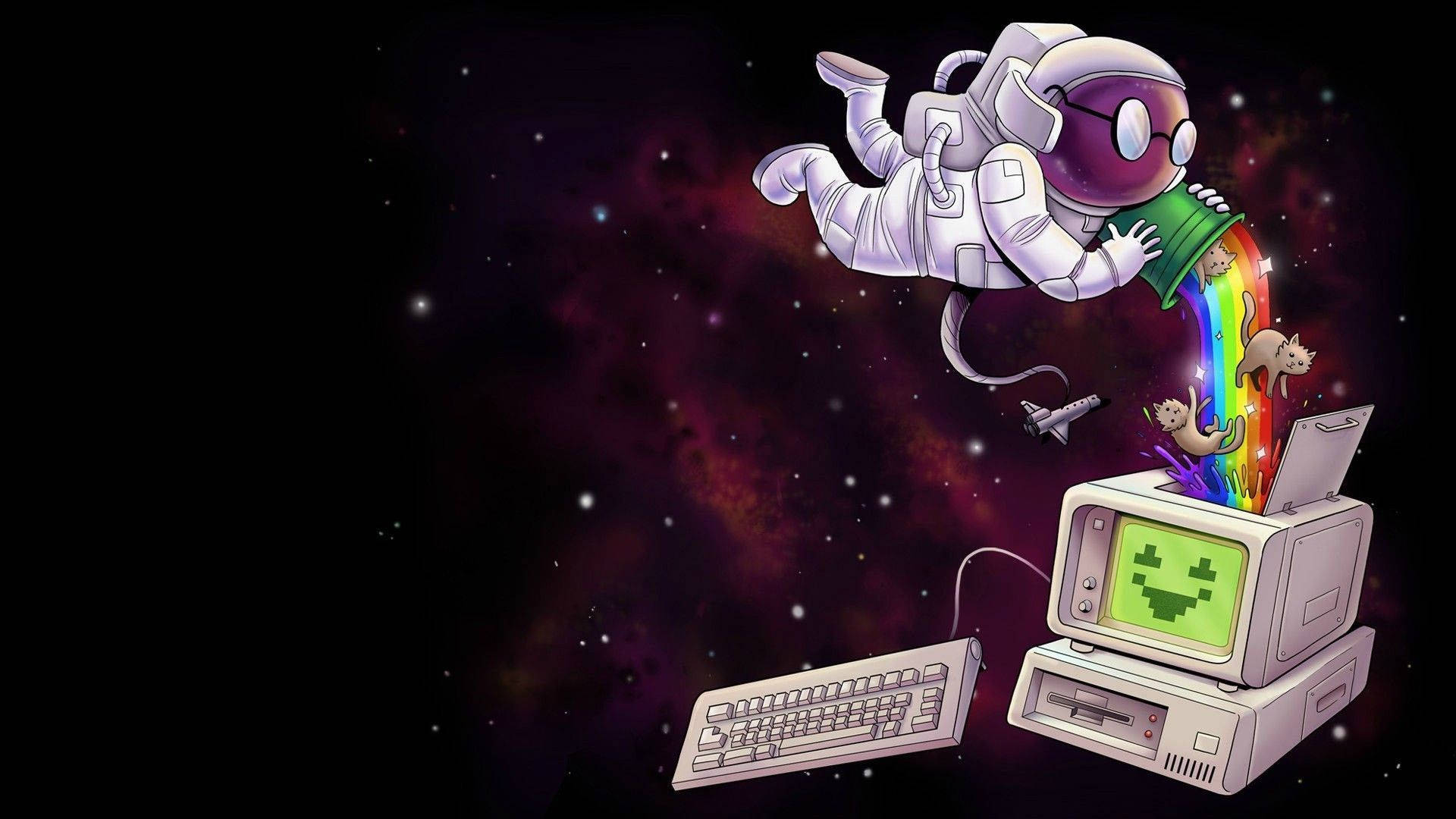 Astronaut Aesthetic With Computer Background