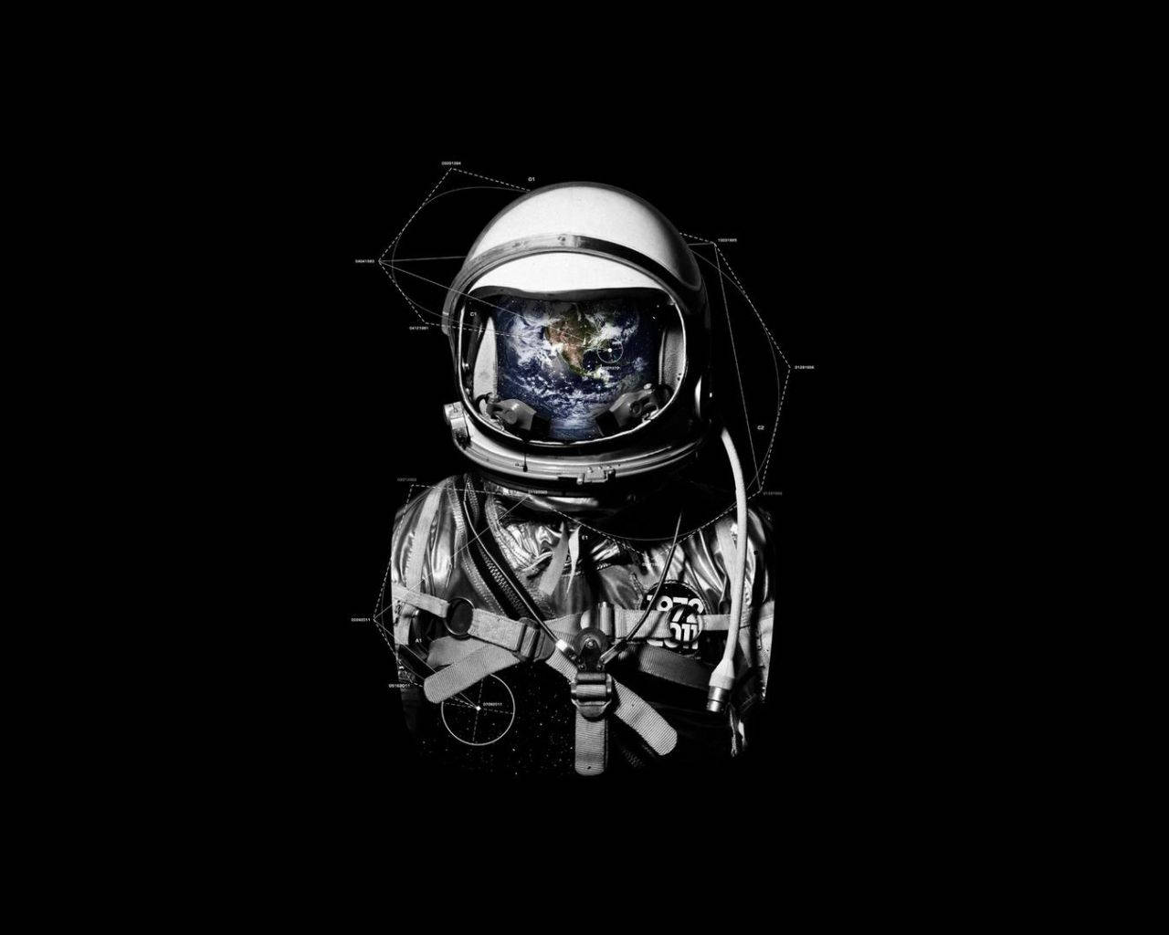 Astronaut Aesthetic With Geometric Measurements Background