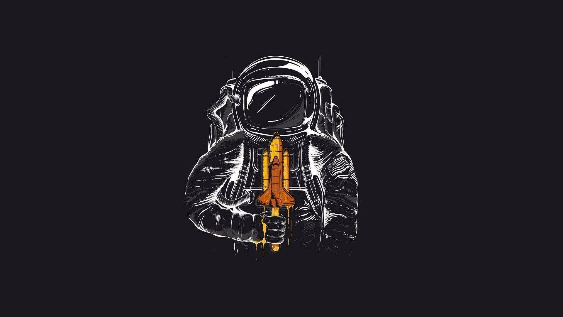 Astronaut Aesthetic With Spaceship Popicle Background
