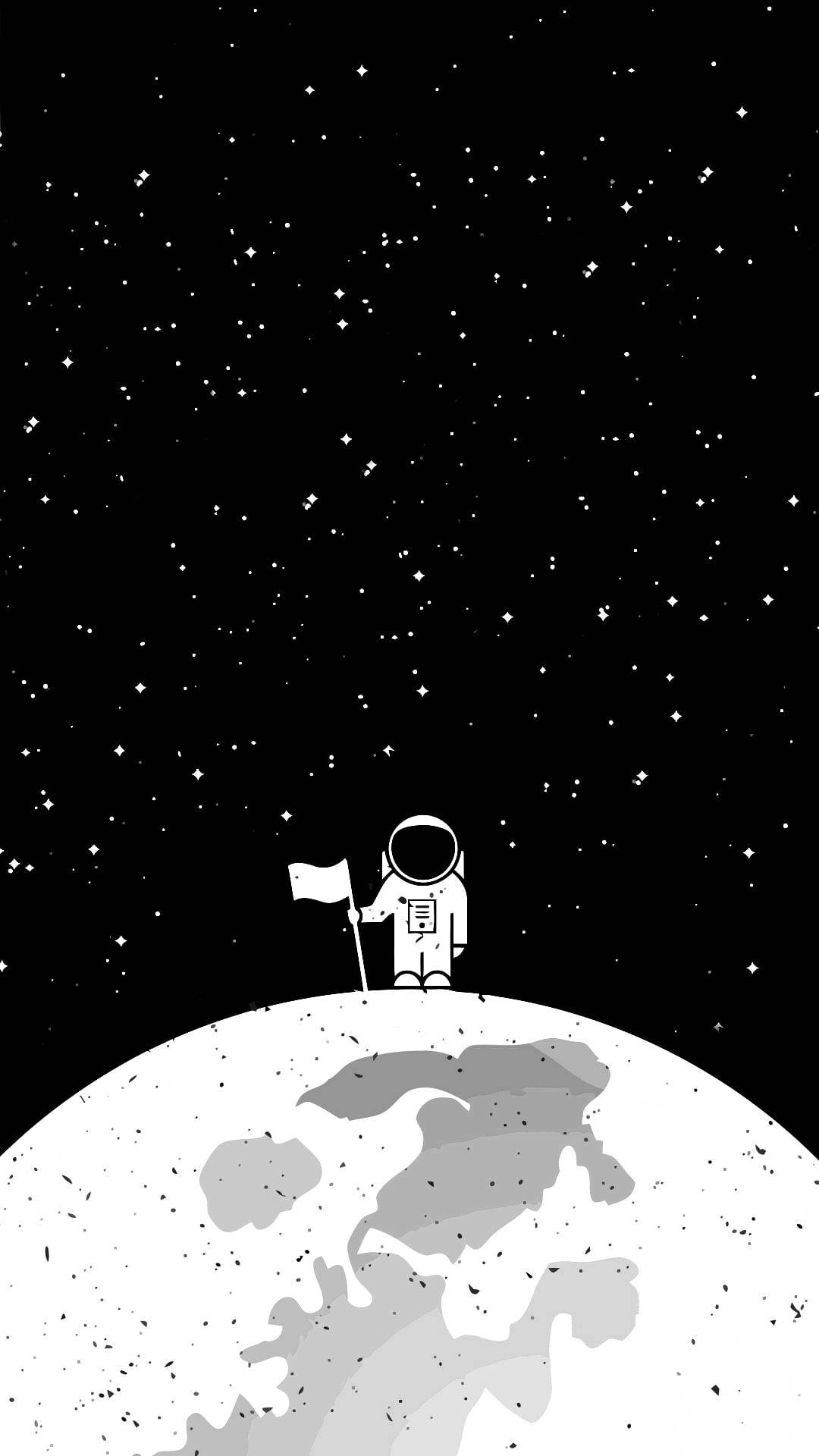 Astronaut And Moon Galaxy Iphone Background