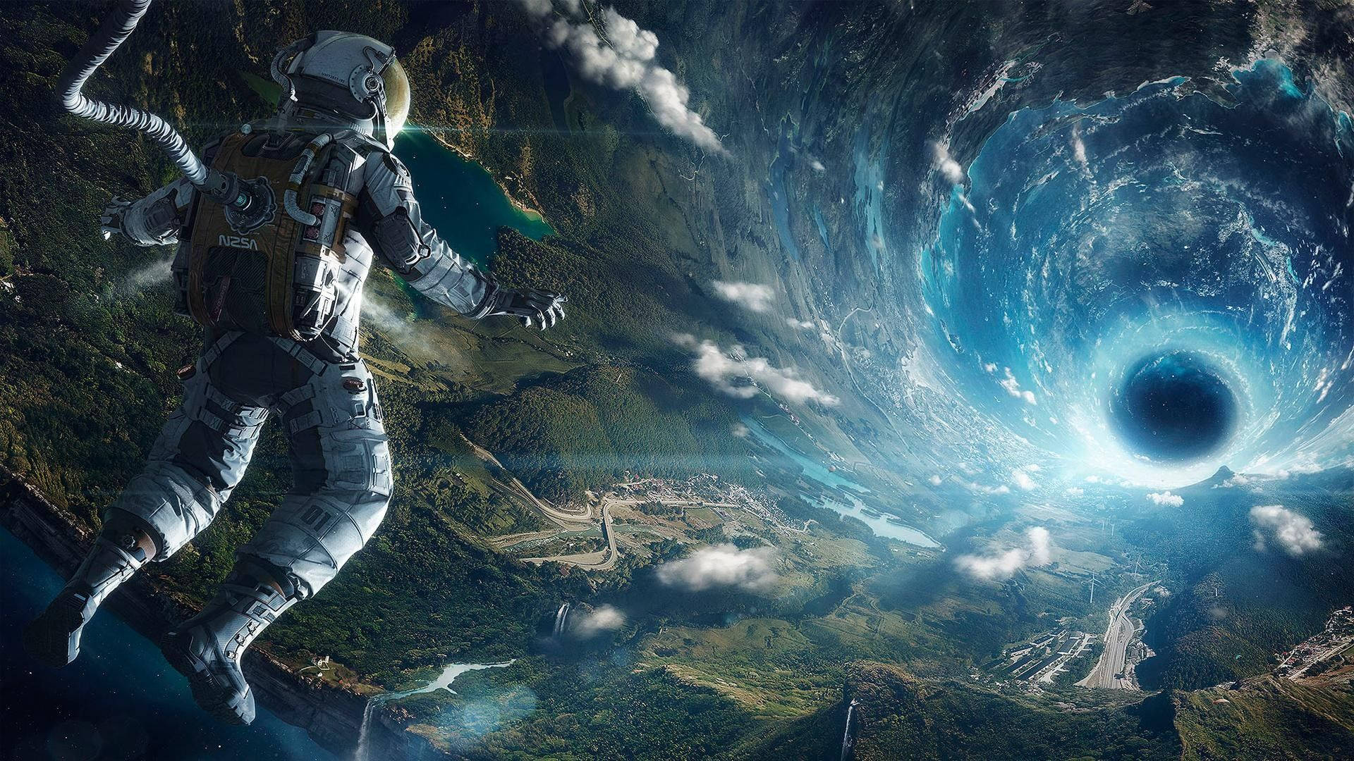 Astronaut And Wormhole 1920x1080 Hd Space Background