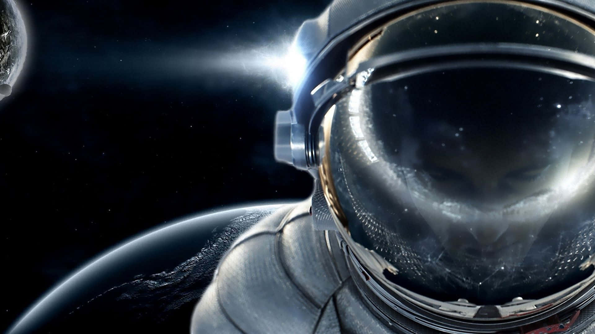 Astronaut Brushing Through The Stars Background