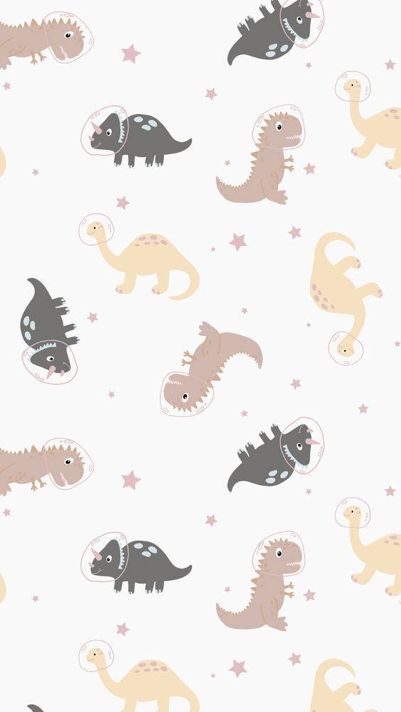 Astronaut Cartoon Dinosaur Phone Background