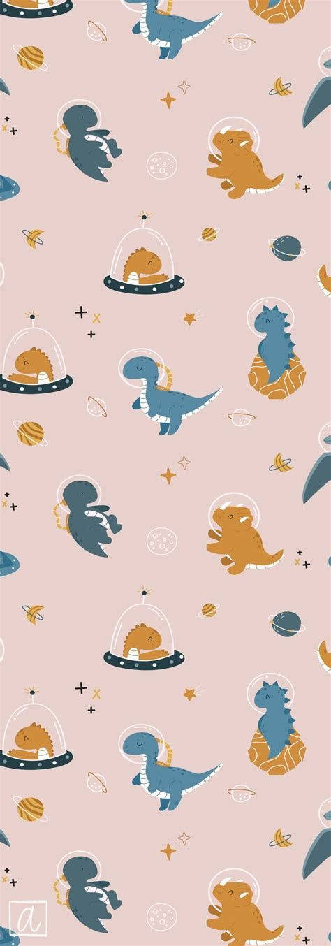 Astronaut Dino Kawaii Iphone Background