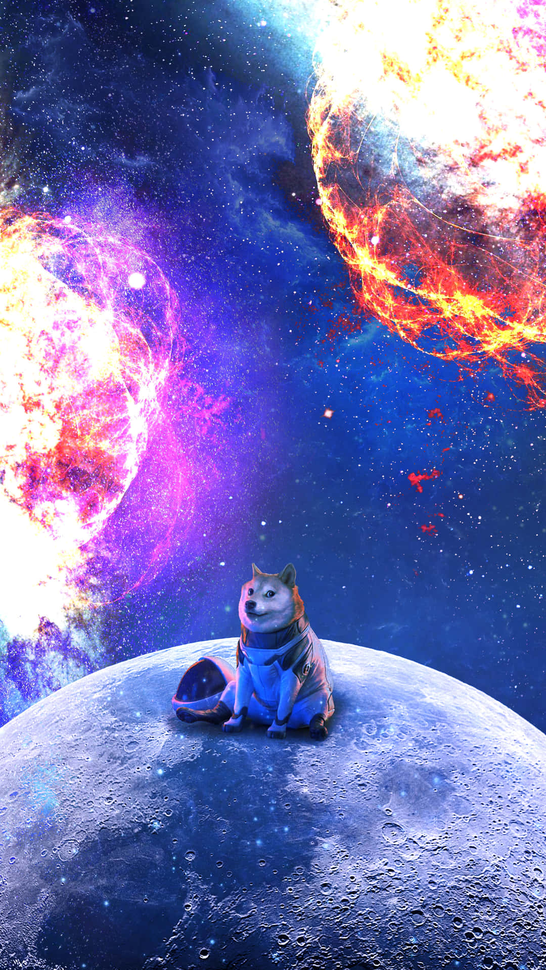 Astronaut Doge With Planets Background