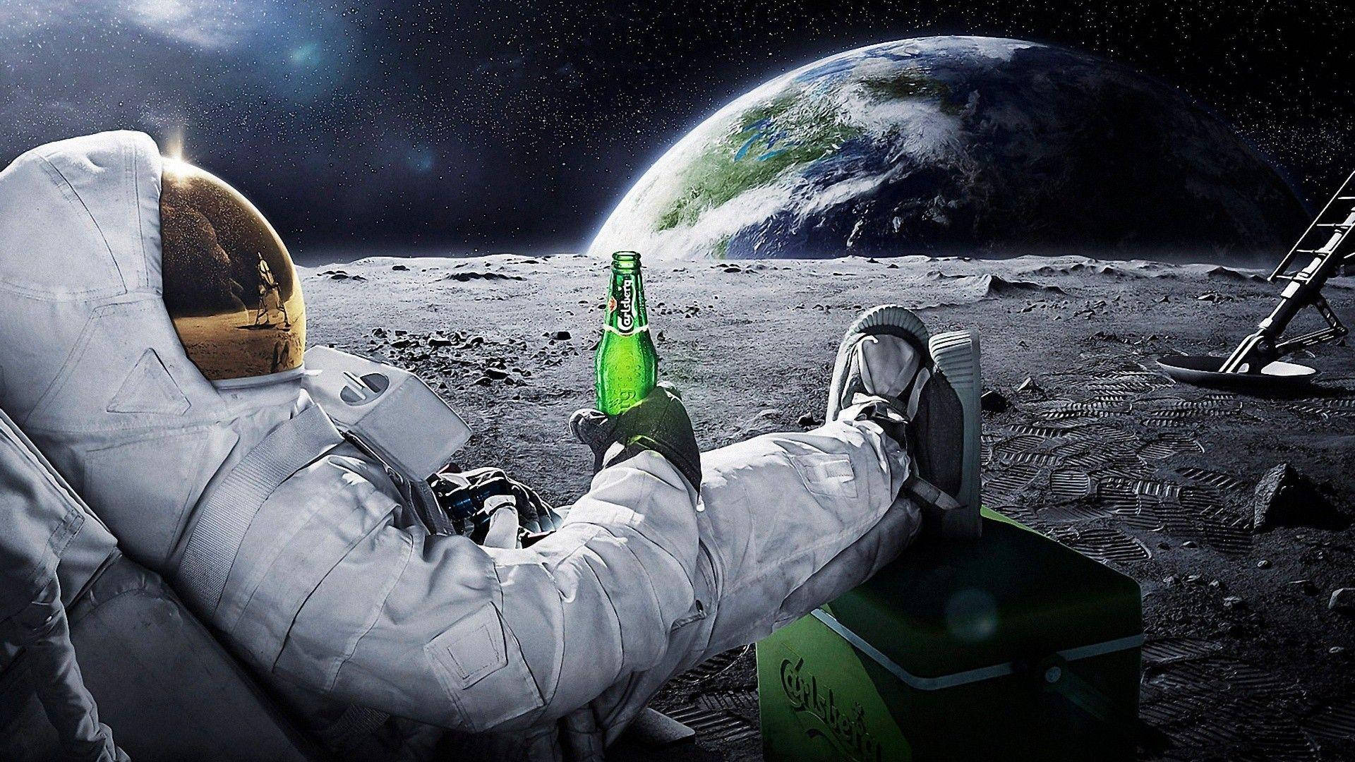 Astronaut Drinking Coolest Desktop Background