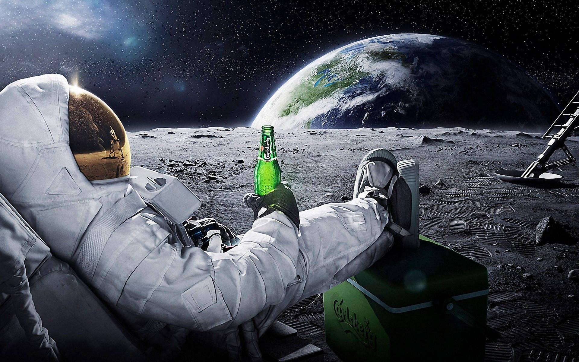 Astronaut Drinking Products Carlsberg In Space Background