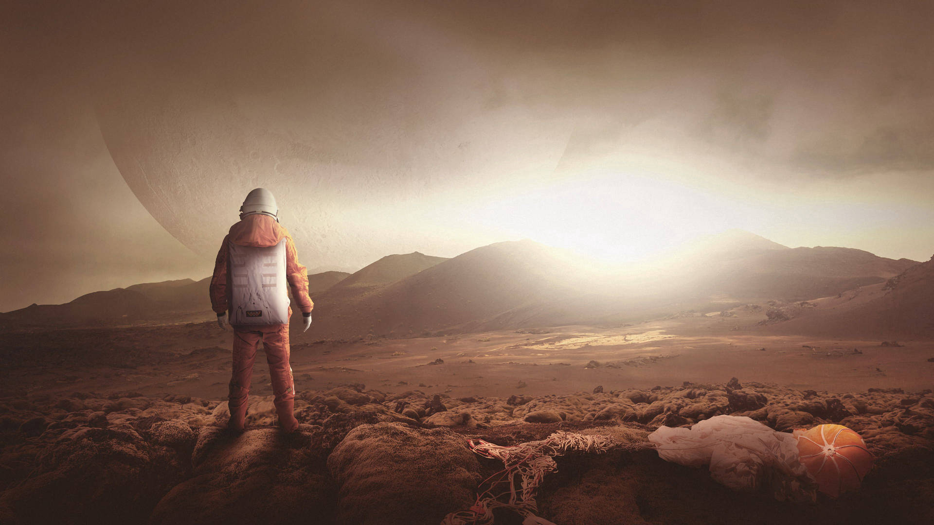 Astronaut Exploring Mars Background
