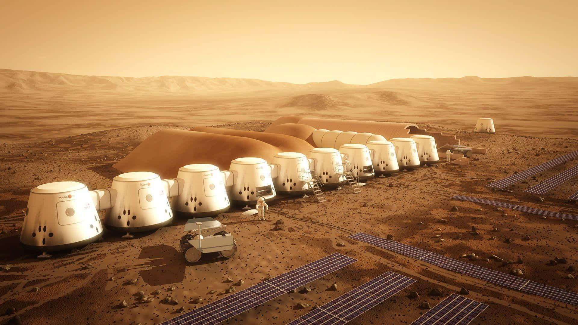 Astronaut Facing Vast Martian Landscape