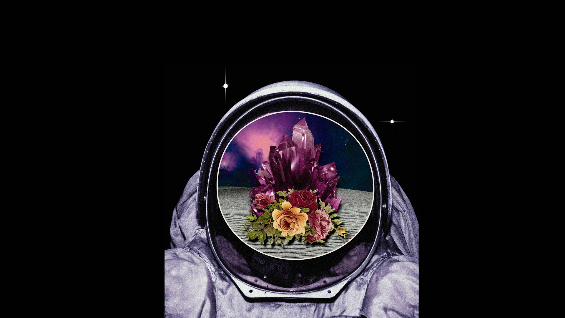 Astronaut Flower Helmet Aesthetic Background