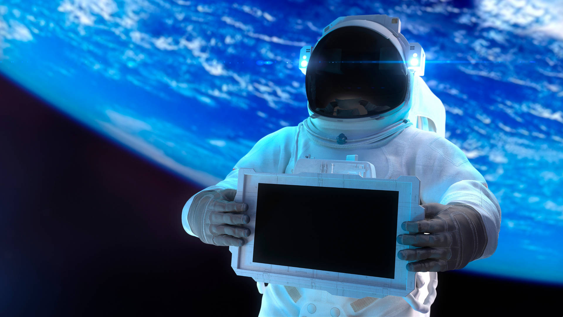 Astronaut Holding Digital Tablet