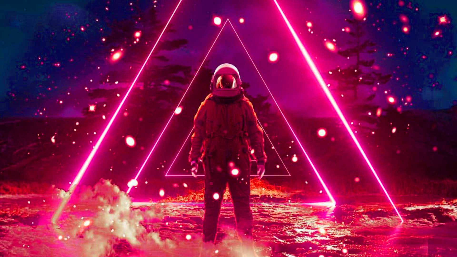 Astronaut In Neon Triangle Aesthetic