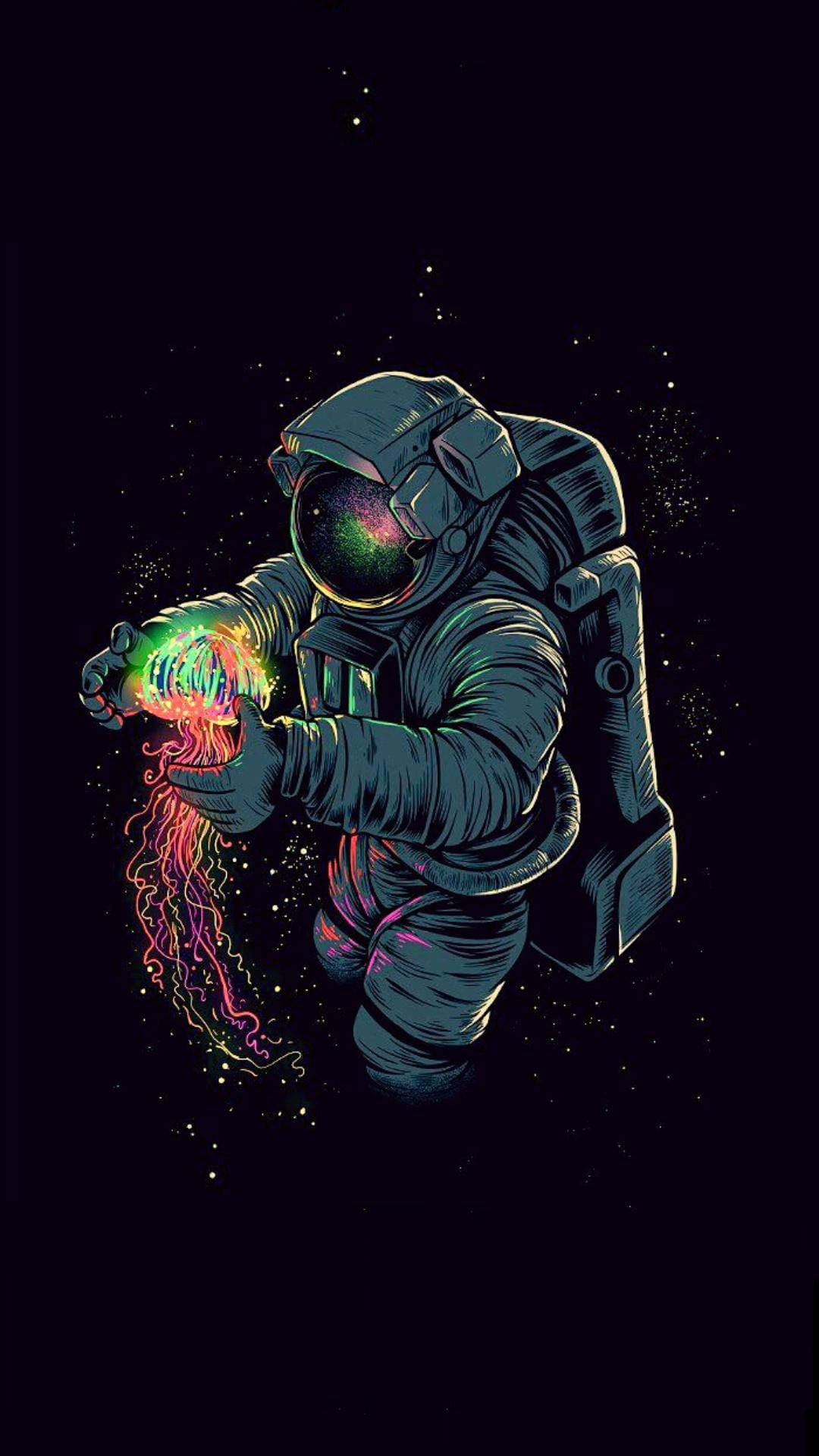 Astronaut In Space Aesthetic Drawing Background