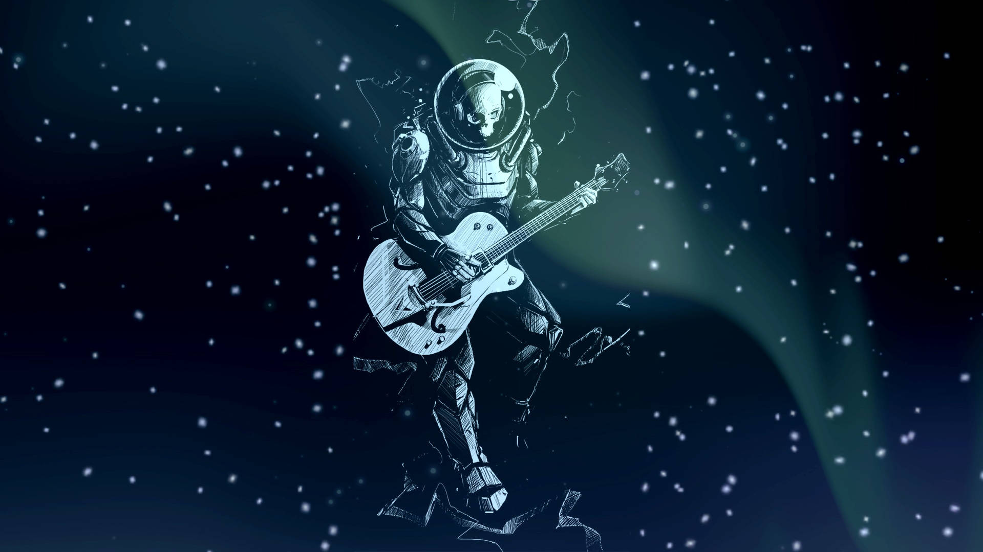 Astronaut In Space Playing Guitar
