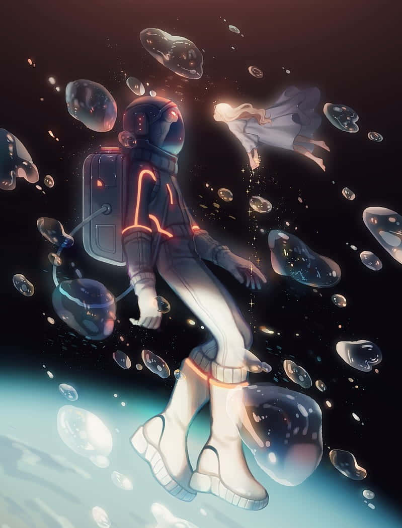 Astronaut In Space With Bubble Anime