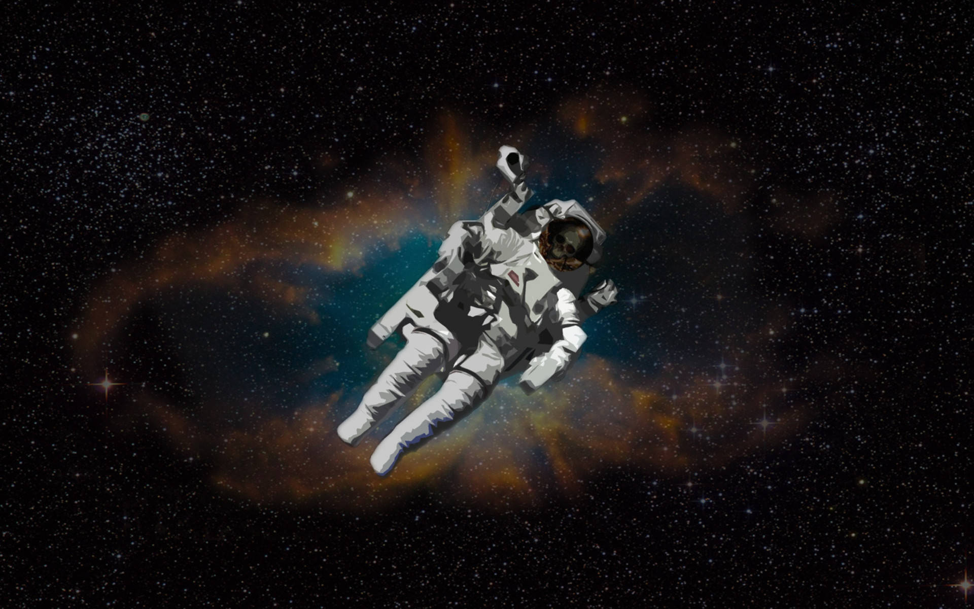 Astronaut In Space With Skull Head Background
