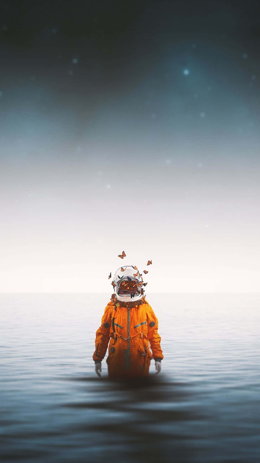 Astronaut In The Sea Portrait Background