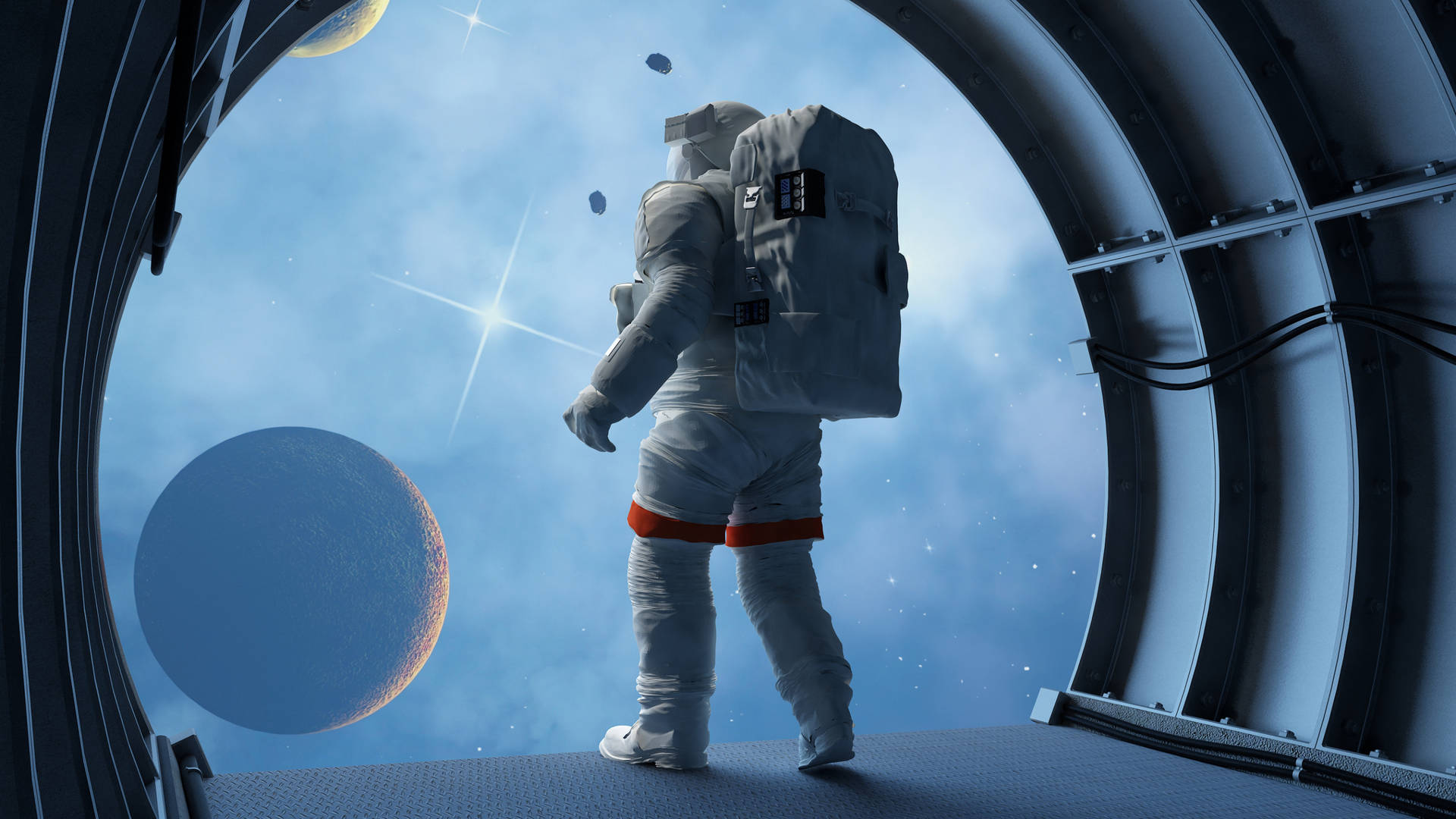 Astronaut In The Tunnel Art Background