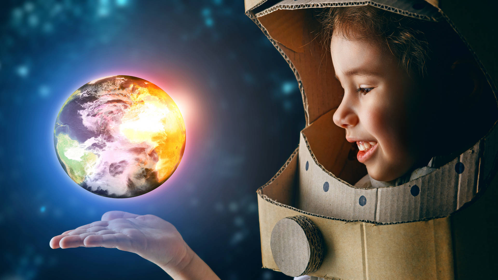 Astronaut Kid Holding Earth