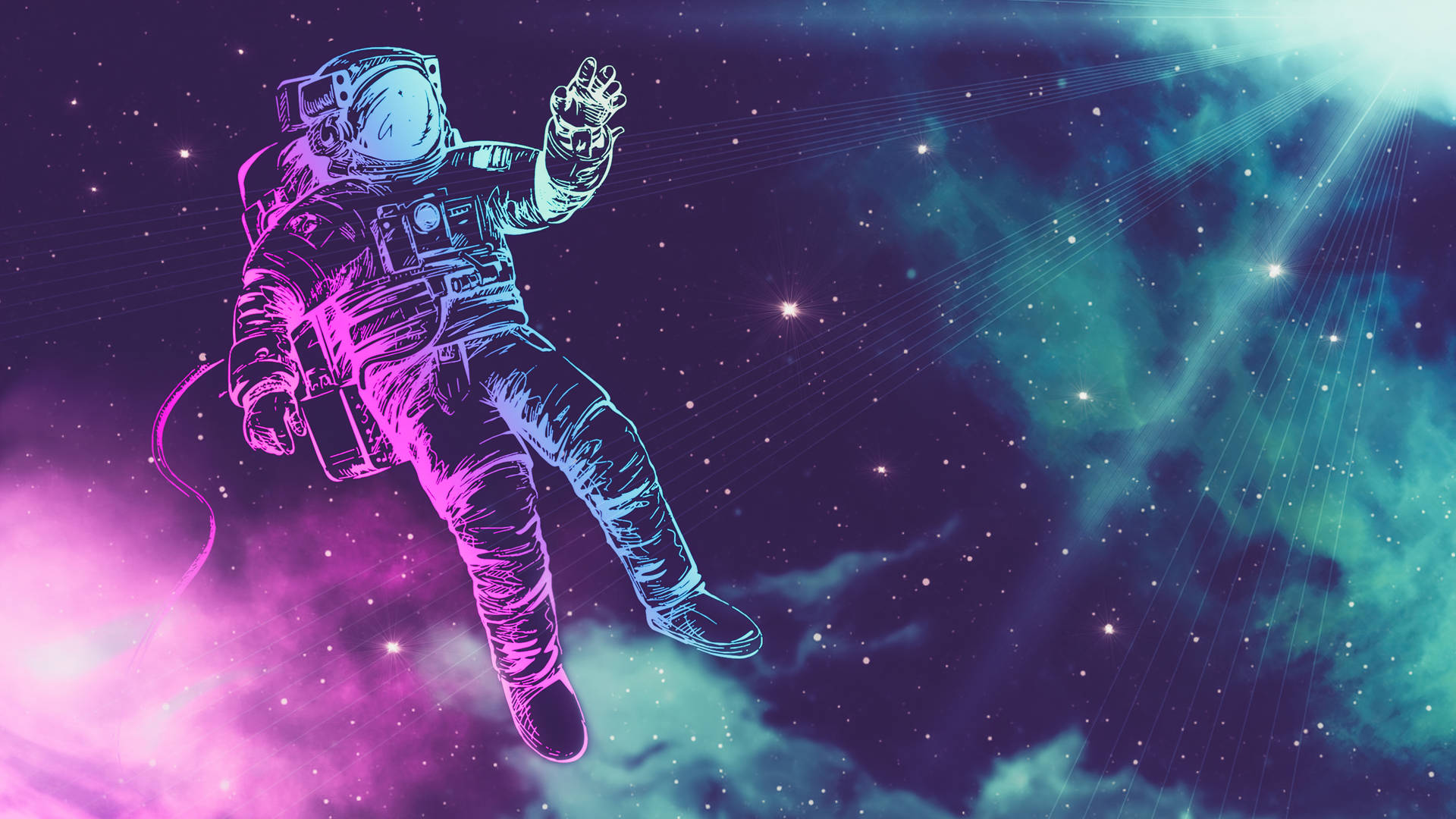 Astronaut Neon Ombre Fantasy Aesthetic