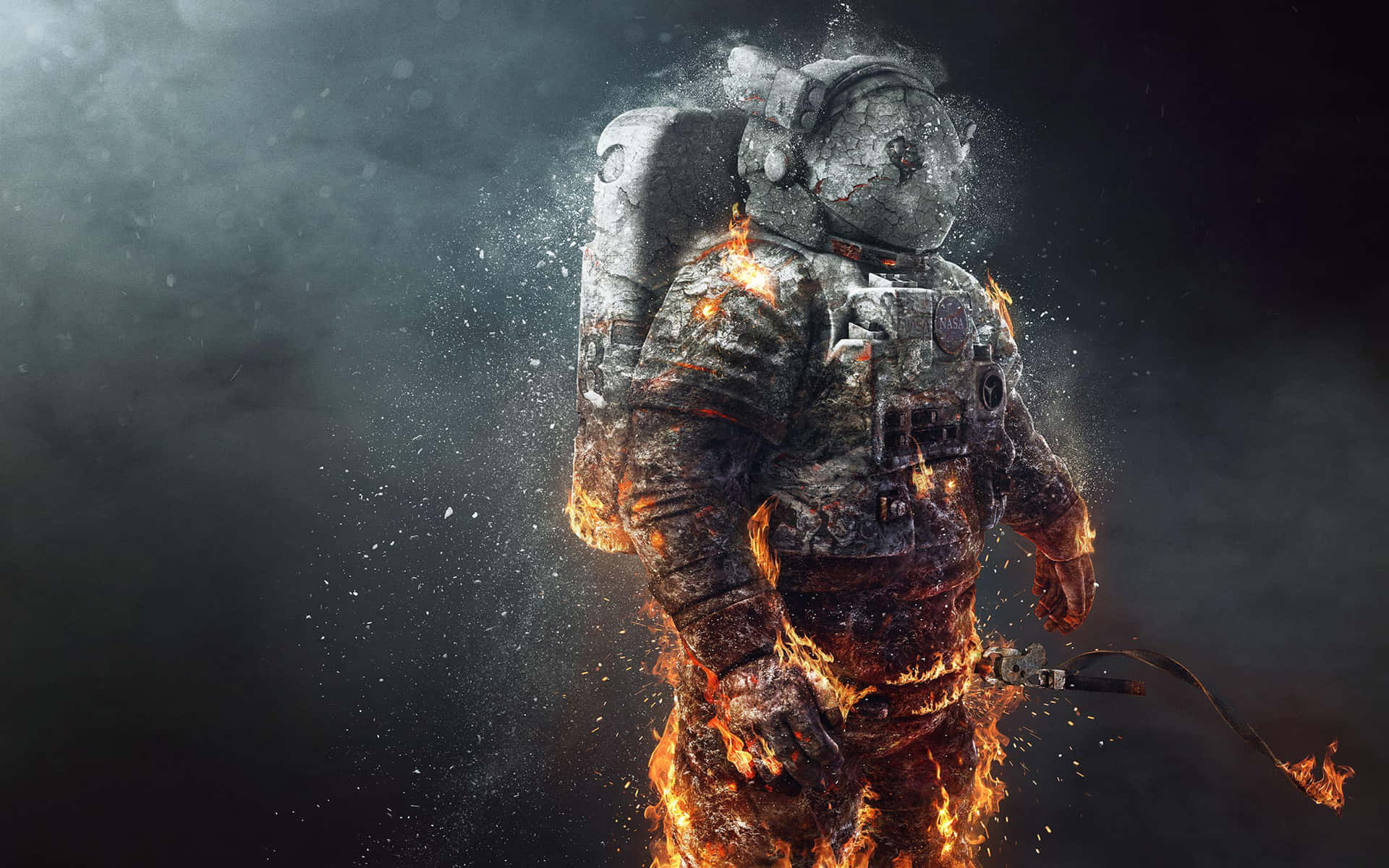 Astronaut On Fire Desktop Background